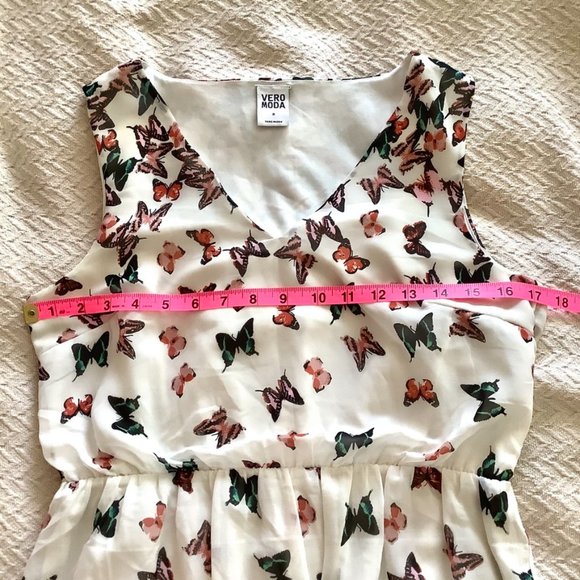 Vero Moda butterfly sleeveless v-neck mini dress M - Picture 6 of 10